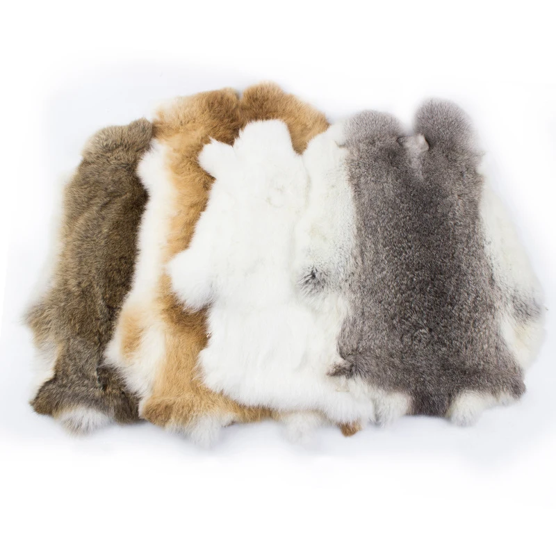 Nature Rabbit Fur DIY Apparel Sewing Fabric Fluffy Rabbit Leather Fur Home Decoration Clothing Accessories Raw High Quality 1Pcs
