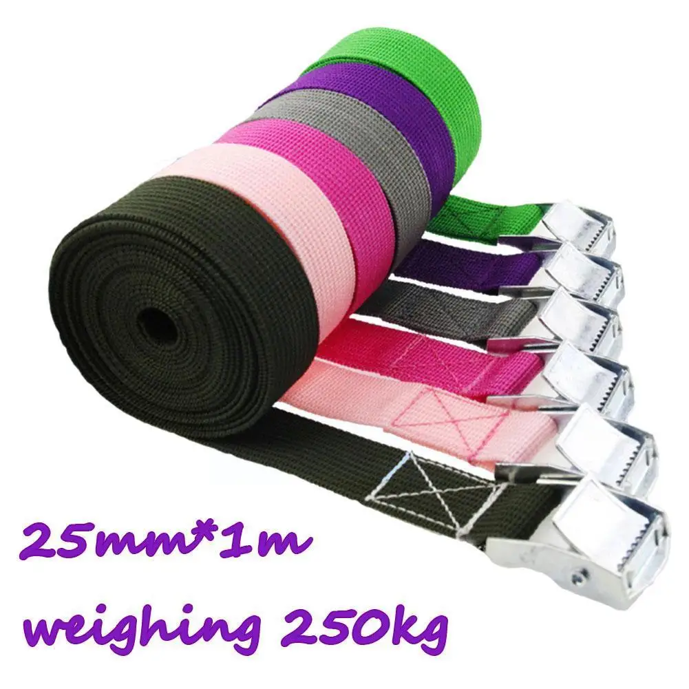 1M Buckle Tie-Down Belt cargo straps for Car motorcycle bike With Metal Buckle Tow Rope Strong Ratchet Belt for Luggage Bag D3L8
