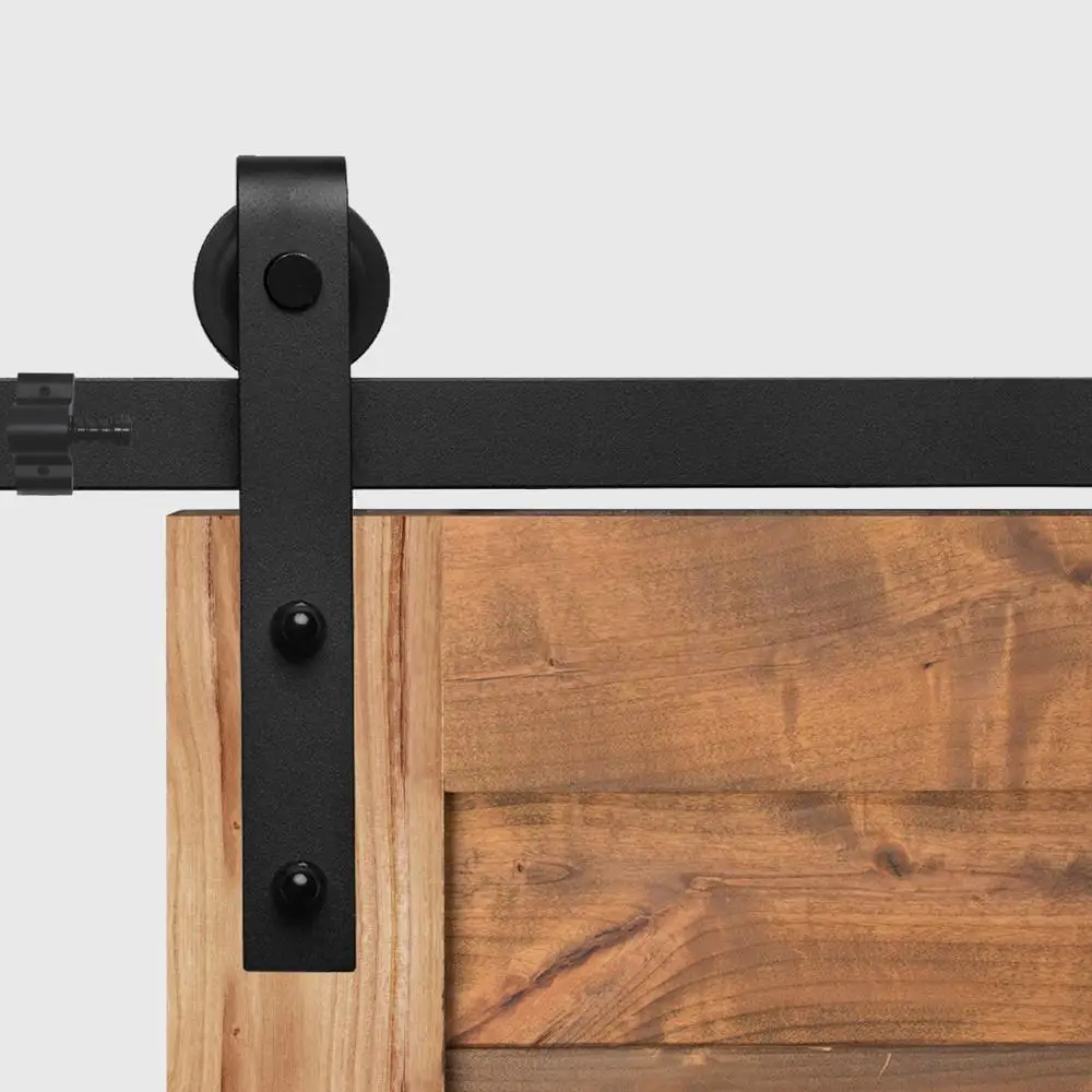 Sliding Door Hardware Kit J-Shape Sliding Barn Door Hardware Kit Rustic Black Hanging Rail Cabinet Wood Door 183CM/200CM for Single