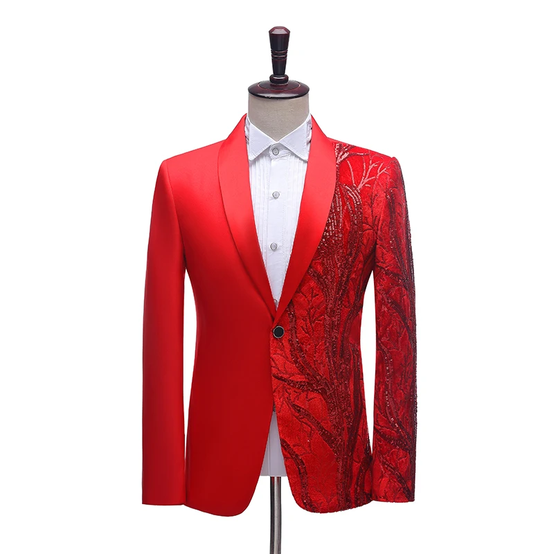 

Men Casual Blazers Sequin Fashion Stage Costume Performance Suit Jacket Ball Studio DJ Host Singer Dancer Tuxedo Nightclub Prom