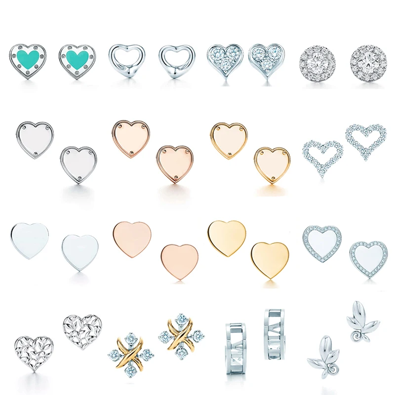 

ED 02 TFB TIFF RLLEN High Quality 925 Sterling Silver Fashion Elegant love Earring Series DIY Jewelry Gift for Girls and Women