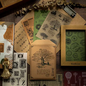 

15Sheet Vintage Hand Tearing Background Material Paper Junk Journal Planner Craft Paper Scrapbooking Decorative DIY Photo Albums