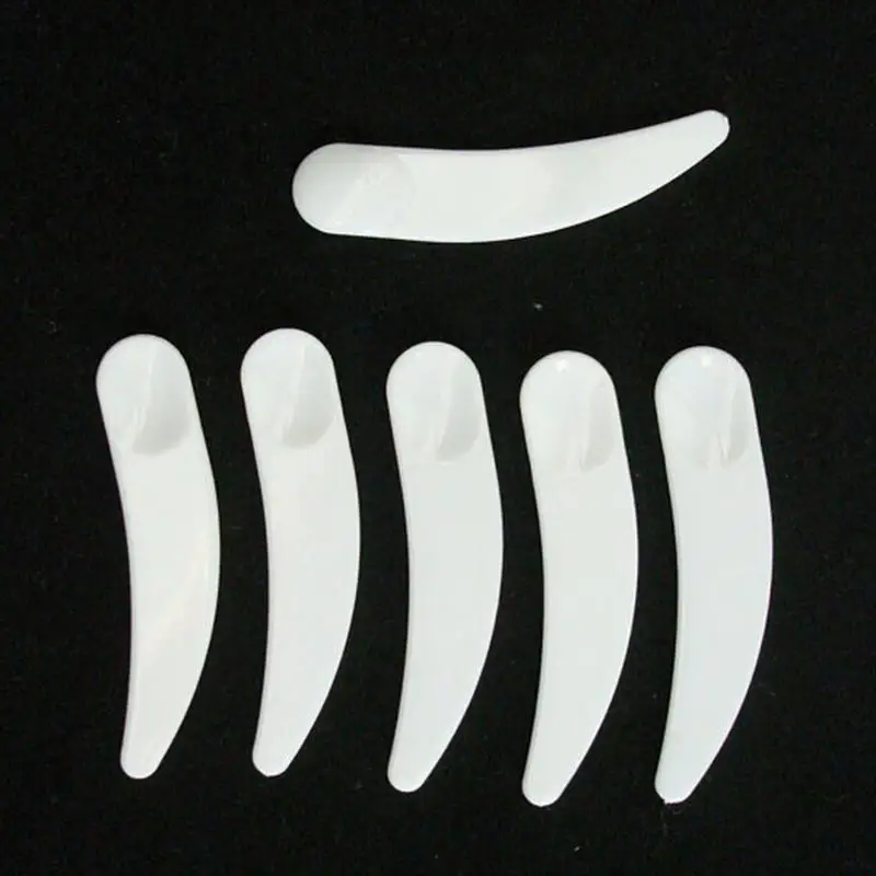 

10 Pcs White Plastic Spoon Makeup Tools Mini Cosmetic Spatula Scoop Disposable Mask