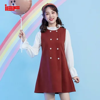 

IEF Spring Vogue Set Two Piece Women Shirt Casaul Slim Solid Color Skirt Double Breasted 0N30A-D6131-