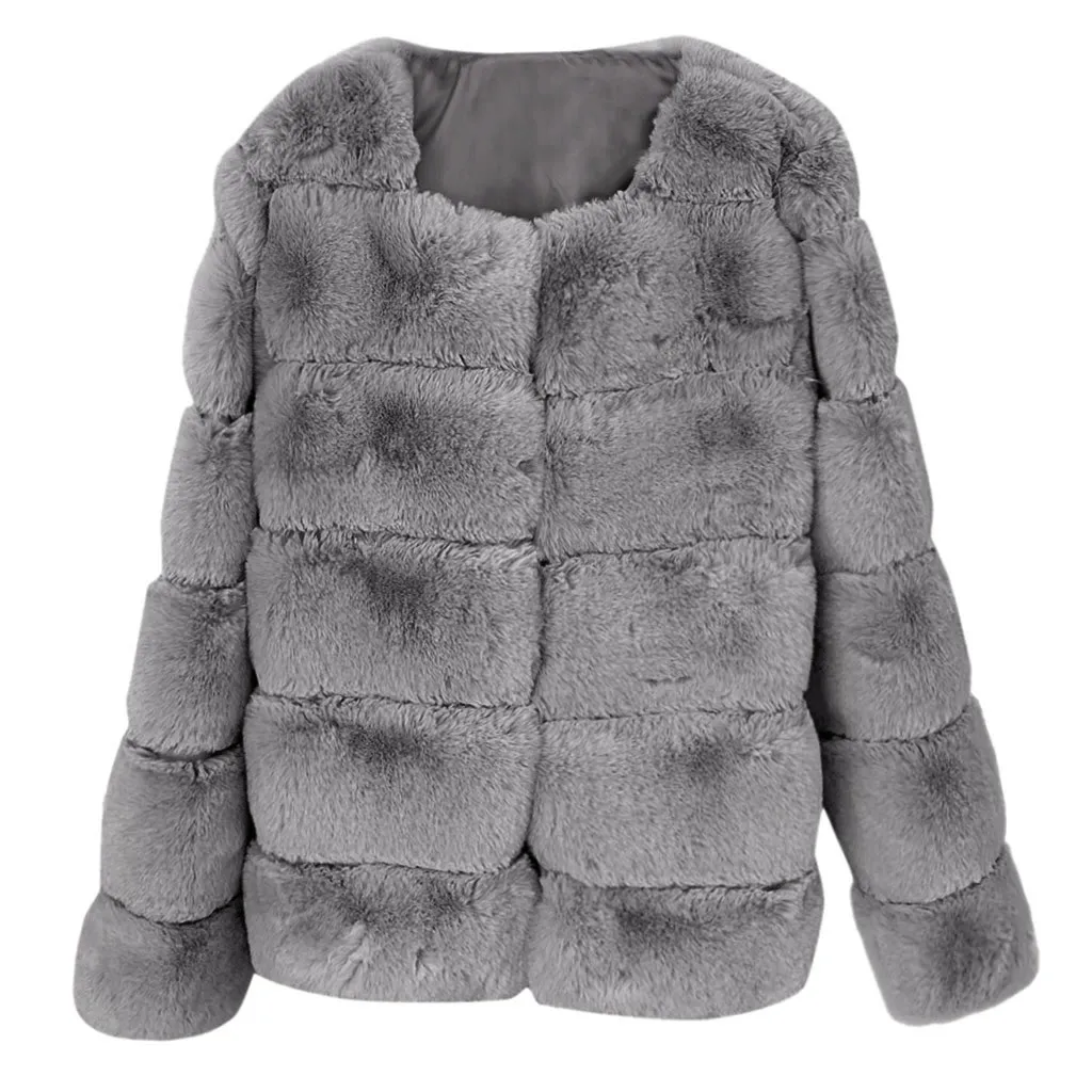 Модное зимнее теплое плотное плюшевое пальто для женщин, большие размеры, пальто из искусственного меха, теплая меховая куртка с длинным рукавом, верхняя одежда Chaqueta