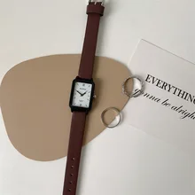

Simple Rectangle Watches Women Fashion Casual Vintage Leather Female Quartz Clock Retro Ladies Wristwatches Zegarek Damski Gift