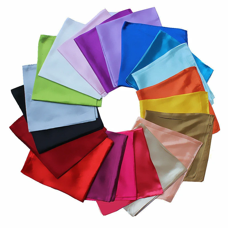 2020 Small Square Satin Solid Color Artificial Silk Neck Scarf for Ladies Women Scarves Handkerchief Headband Hair Tie Band 4