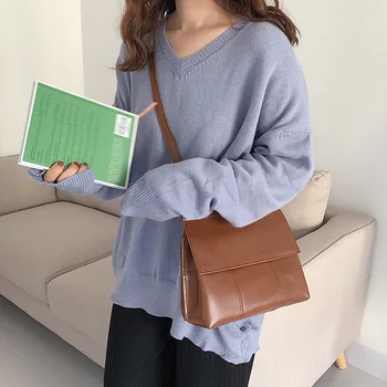 

Retro Temperament PU Flip Shoulder Bag Ins 2019 New Women's Casual Fashion Messenger Bag