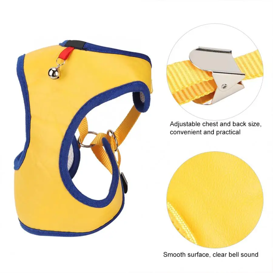 

Yellow pet dog leather belt vest adjustable slim vest with straps and bells dog cooling vest with dog size adjustment size