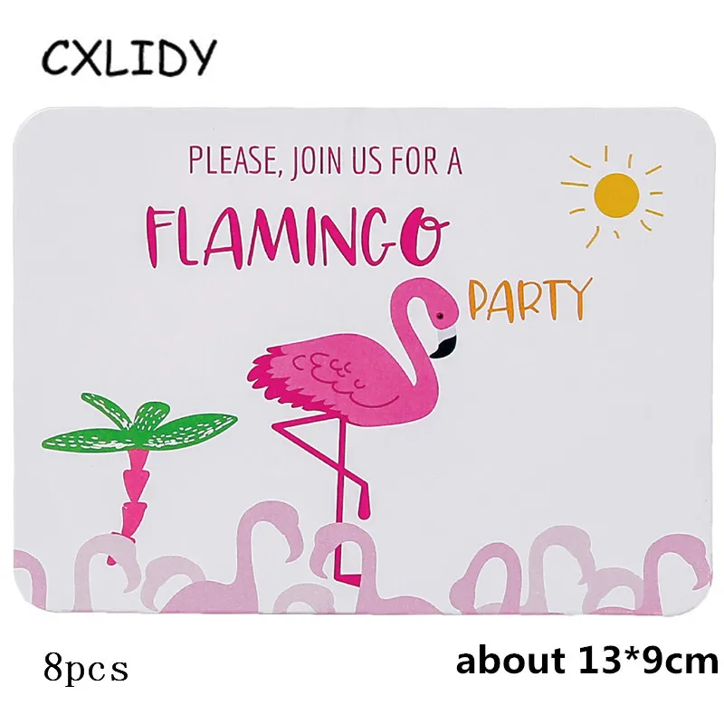 Flamingo Festival Party Set Children's Birthday Decoration Cutlery Set Paper Tray Straw Cup Candy Box Invitation Card qq173 (16)