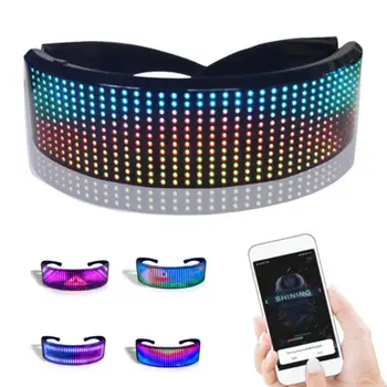 

Magic Bluetooth Led Party Glasses APP Control Shield Luminous Glasses USB Charge DIY Quick Flash Led Shining Glasses