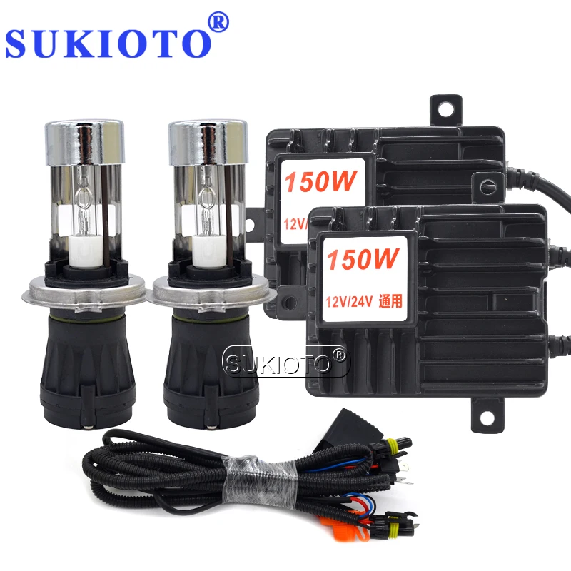 SUKIOTO 24V Car Light H4 Bixenon HID Headlight Kit 150W HID Digital Electronic Ballast 4300K 6000K 8000K H4 HiLo Beam Bulb Lamp (5)