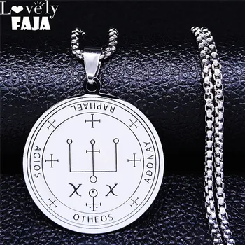 

2020 Archangel Raphael Amulet Stainless Steel Statement Necklace Silver color Protection Saint Pendant Jewelry NXS03