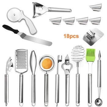 

18 Pcs Multifunctional Diy Spoon Baking Tool Sets Kitchen Utensil Set Cooking Gadgets Stainless Steel Cookware Set Cake Tools