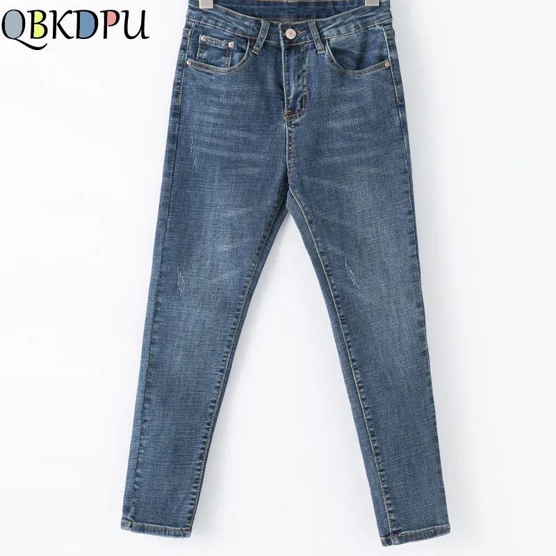 

Elegant Skinny Plus Size Woman Jeans 2019 New Denim Slim Pencil Pants Washed Cool High Waist Jeans Femme Women Trousers Pants