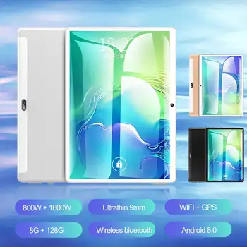 

Tablet PC 10 inch 6D HD 8+128GB 9000mAh 1600W Dual Cameras/SIMs Octa Cores 4G Call Tab android 8.0 tab GPS WIFi bluetooth