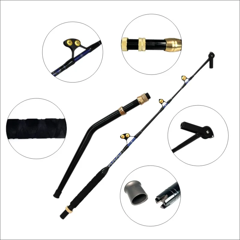 130lbs 3+1 Guide Swivel Tip Boat Fishing Rod Fiberglass Game Series Boat Trolling Rod Fshing Rod