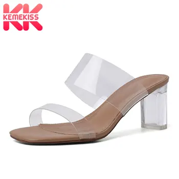 

KEMEKISS Women High Heel Sandals Pvc High Quality Jelly Shoes Crystal Heel Woman Fashion Party Office Lady Footwear Size 33-40