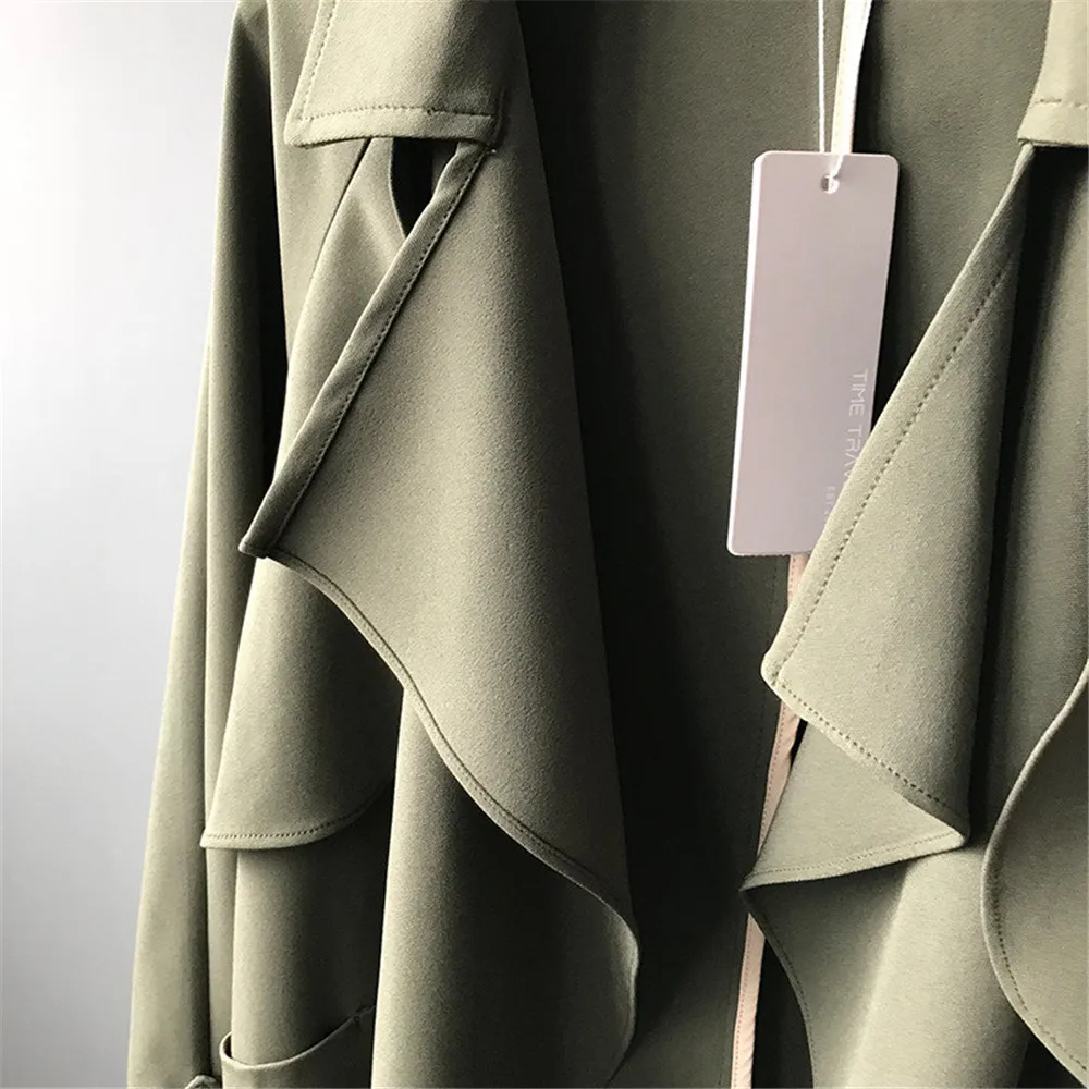 Brand New Women Long Trench Coat With Pockets 2020 Vintage Windproof Woman Trench Coat Casaco Open switch Trench Coats Q3305Y (13)
