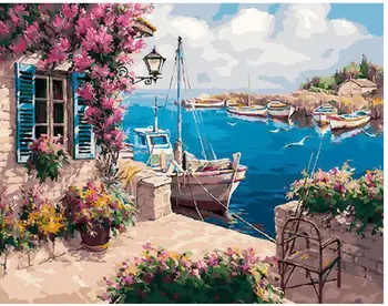 

Diy Diamond Oil Painting Kits Sea Boat Scenery Mosaic Embroidery Picture Crystal Rhinestone Stickers Decal Wall Art Craft Gift