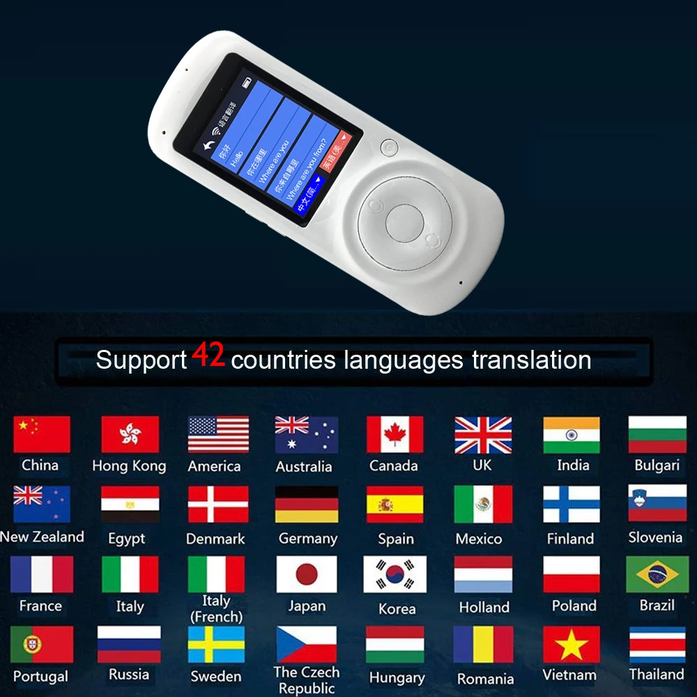 

Language Voice Translator Device Translation tourism 70 Languages 2.4 Inch TouchScreen Rechargeable Battery Support Wifi Hotspot