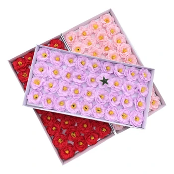 

36PCS Camellia Soap Flower With Base Gift Box Bouquet Souvenir Wedding Home Decoration Artificial Flowers DIY Bath Wash Material