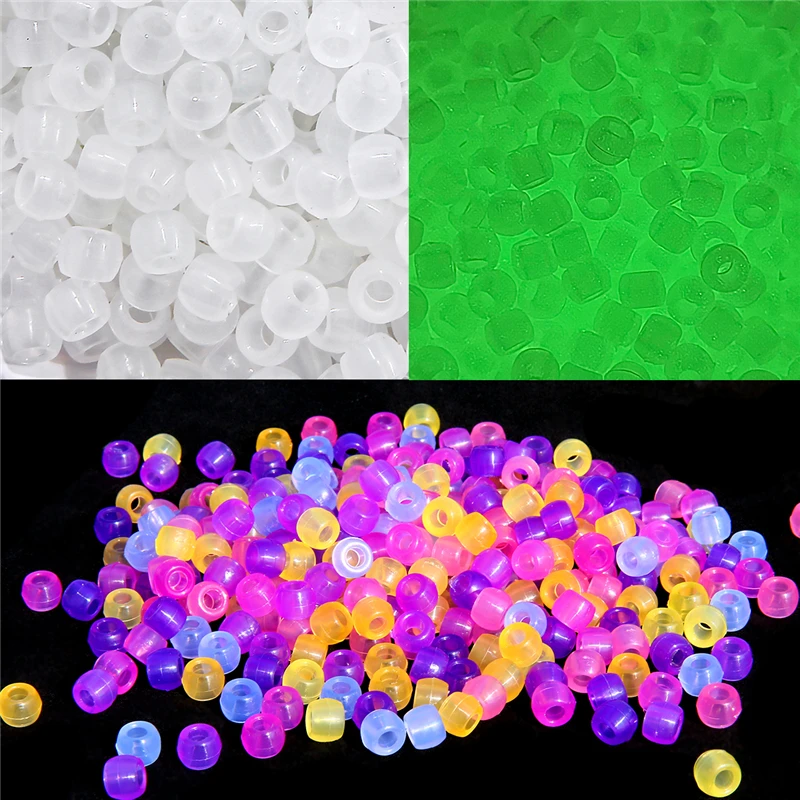 100Pcs 6x8mm Strong Luminous Beads Sun Color Changing Glow In The Dark  Fishing Loose Spacer Pony Beads For Party Luminous Props