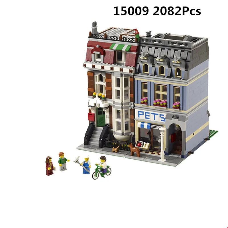 

2082pcs Pet Shop Supermarket Model City Street Model Building Blocks set Compatible 10218 Toys For Children Christmas gift