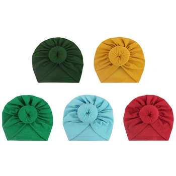 

5 Pcs Multicolor Fashion Baby Hat Elastic Beanie Cap Newborn Baby Headbands Turban Infant Hats Hair Accessories