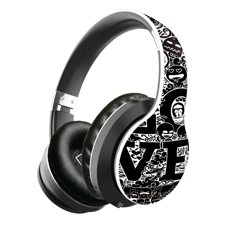 Head Mounted Wireless Bluetooth 5 0 Card Folding Graffiti Bluetooth Wired Dual Use Headset