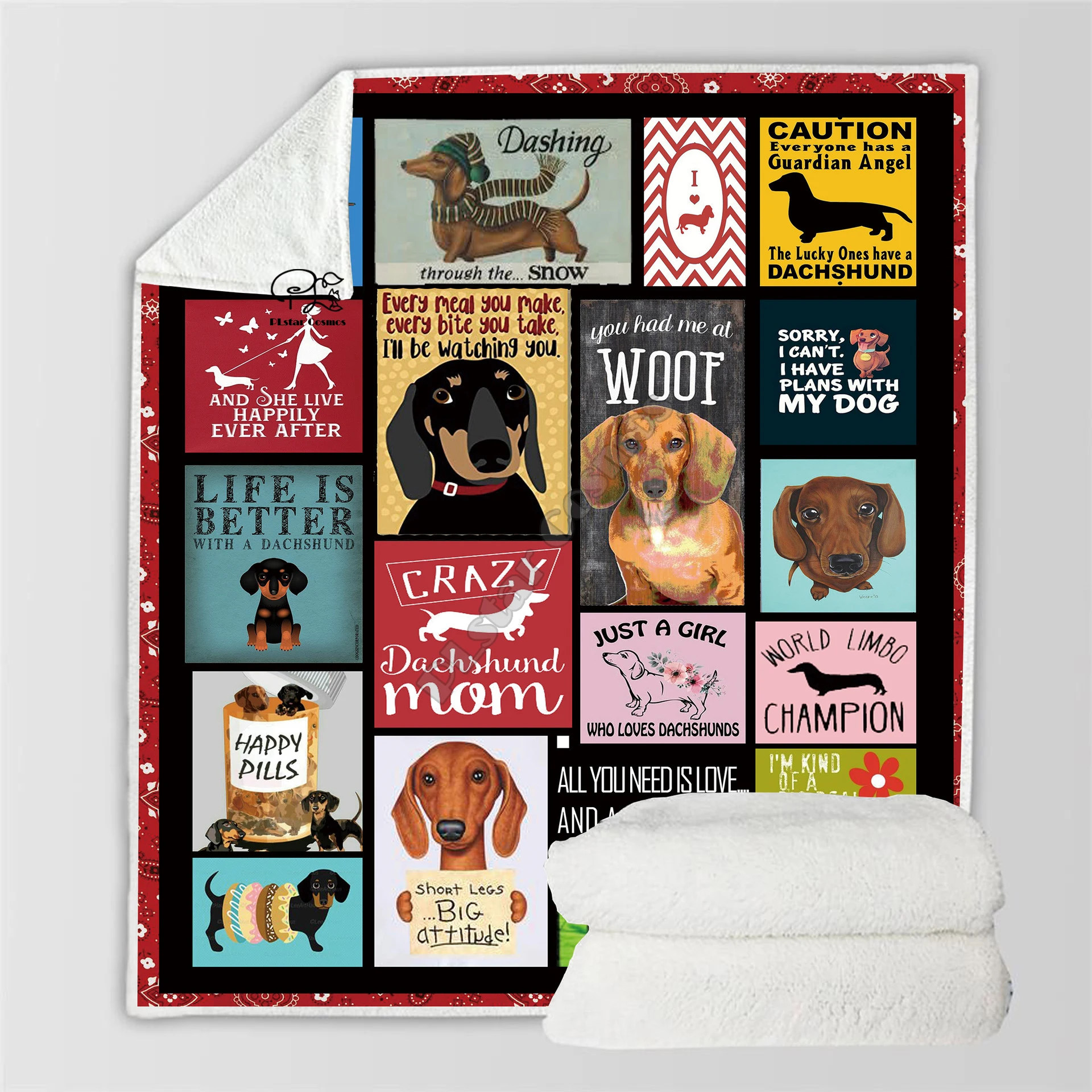 

Plstar Cosmos Cute Animal Cartoon Pet dog/cat Blanket 3D print Sherpa Blanket on Bed Home Textiles Dreamlike style-12