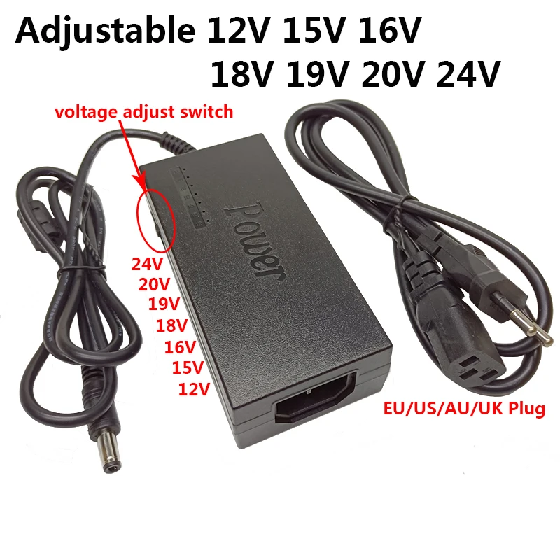 

Universal Adjustable AC DC Power Adapter Supply 96W 12V 15V 16V 18V 19V 20V 24V Charger For Dell Toshiba Hp Asus Acer Laptops