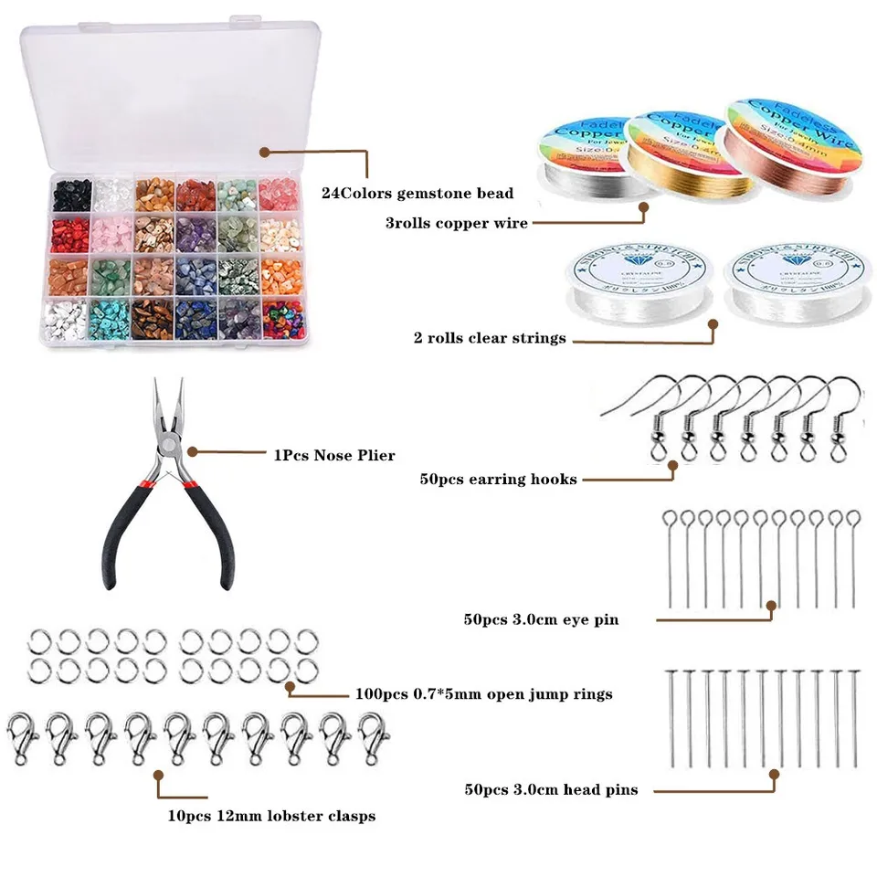 Cuentas De Vidrio De 24 Colores Para Hacer Joyas, Kit De Fabricación De Pulseras, Kits De Cuentas, Cuentas De Piedras Preciosas De Cristal, Cuentas De Vidrio Recubiertas Redondas Para Mujeres Y