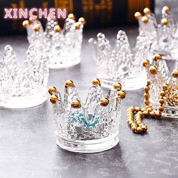

Xinchen creative crystal glass ashtray personalized handmade mini crown glass candle holder to send boyfriend gift decoration