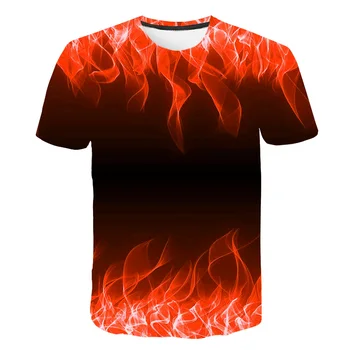 

3d-printed personalized flame kids T shirt summer boys and girls fashion cartoon Stranger Things relaxation short sleeves