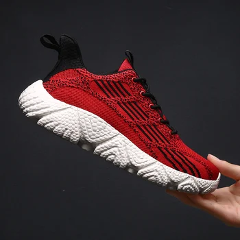 

Red Men's platform sneakers Outdoor Sport Breathable Air Mesh Running Walking Shoes Soft Bottom Comfortable Men Sneakers