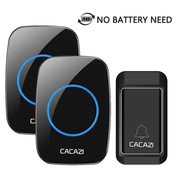 

CACAZI Waterproof Wireless Doorbell No Battery Need US EU UK Plug LED Self-powered Doorbell 120M Remote Home Ring Calling Bell
