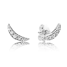 Подлинный 925 пробы серебряный лунный светильник Европа серьги гвоздики для женщин шарик шарм подарок DIY ювелирные изделия