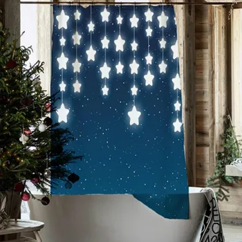 

DUNXDECO Shower Curtain Bathroom Waterproof Cortinas Modern Simple Little Star Print Polyester Fabric Ridea Artistic Decorating