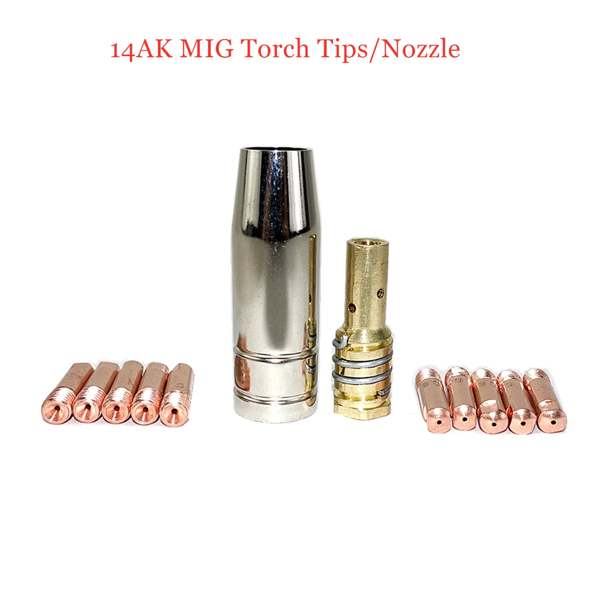 

14AK Welding Torch Consumables 12pcs 0.6/0.8/0.9/1.0/1.2mm Gas Valve MIG Torch Gas Nozzle Tip Holder for MIG Welding Machine