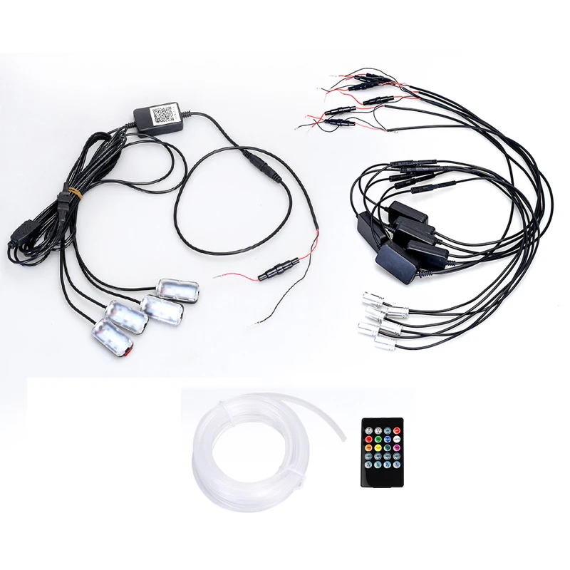 Led Car Interior Ambient Atmosphere Light Rgb App Remote Control Optic Fiber Auto Foot Center Conso - 4000505487403