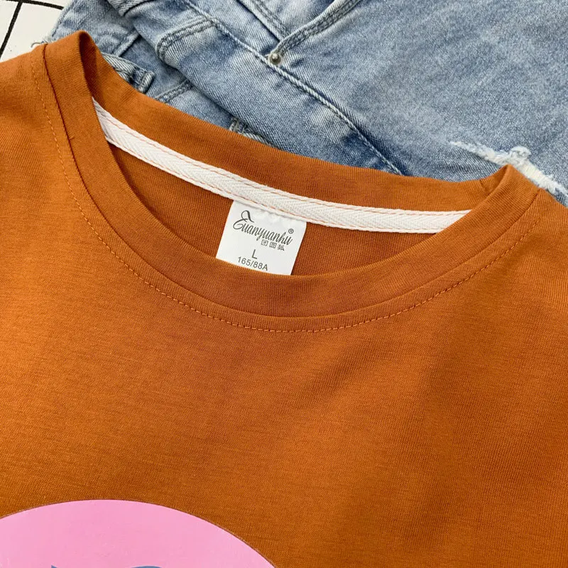95% cotton Chic Summer New Personality Korean Style Fruit women t-shirts short white Plus Size kawaii harajukuTops Tees TYD26