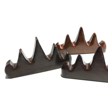 

School Solid Wood Durable Home Office Study Room Desktop Freestanding Writing Brush Holder Pen Storage 4 Slots Mountain Shaped