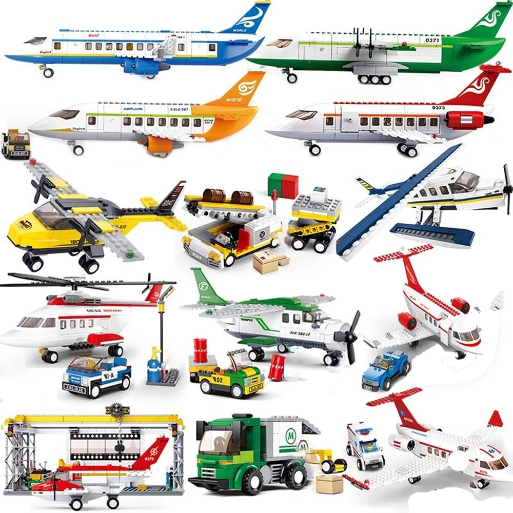 New Sluban City Plane Series International Airport Airbus Aircraft