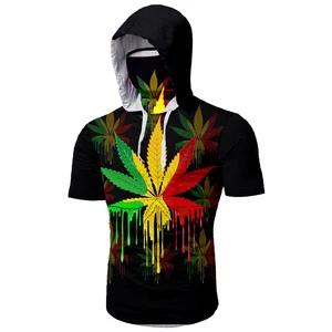 CJLM Men's Sports Sweater Men's Mask Weed Color Pullover Scarf T-shirt Novelty Harajuku Style Coat Pattern Factory Direct Sale