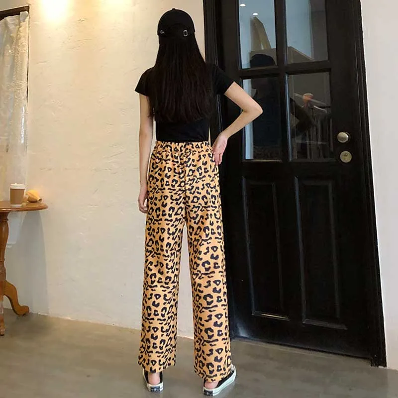 One-Piece Summer For Female Sport Leopard Casual Pants 2020 New Vintage Fashion Plus Size Loose High Waist Trousers Women Pants