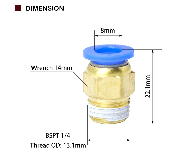 Высокое качество 30 шт BSPT PC8-02, 8 мм до 1/4 'пневматические соединители мужские прямые фитинги в одно касание