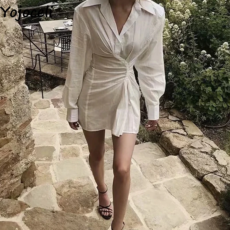 Женское короткое обтягивающее платье Yojoceli белое вечернее повседневное пляжное