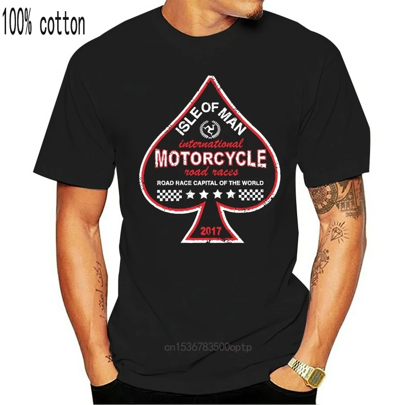 2020 Summer Men Cotton Clothing Printed Round Man T shirt isle of man TT Road Race Ace Of Spades Motorcycle Tee Shirt | Мужская одежда