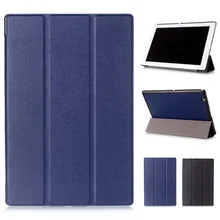 Dla Sony Xperia Z2 etui na Tablet tri-fold PU skórzany stojak pokrywa dla Sony Xperia Z2 Z3 Z4 przypadku Tablet Coque Funda czarny niebieski tanie tanio VIGENCIA Powłoka ochronna skóry 10 1 CN (pochodzenie) For Sony Xperia Z2 Z3 Z4 Tablet Case Stałe 10 1inch moda Odporne na upadki
